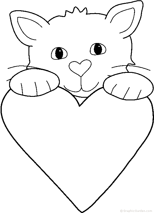 Gráficos para colorear: Gatito con corazón.